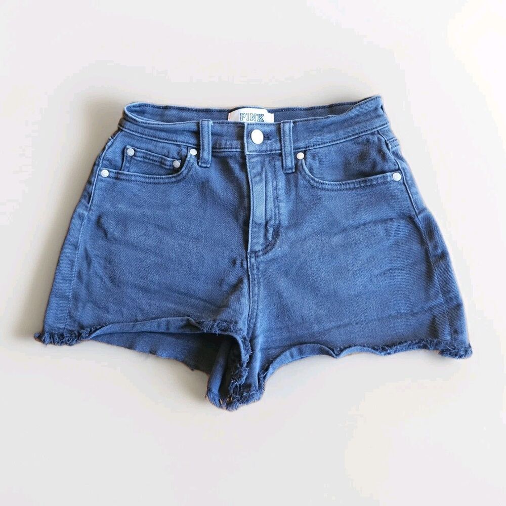 Victoria’s Secret PINK Washed Black Cut Off Denim Shorts, Size 2, Beach Festival